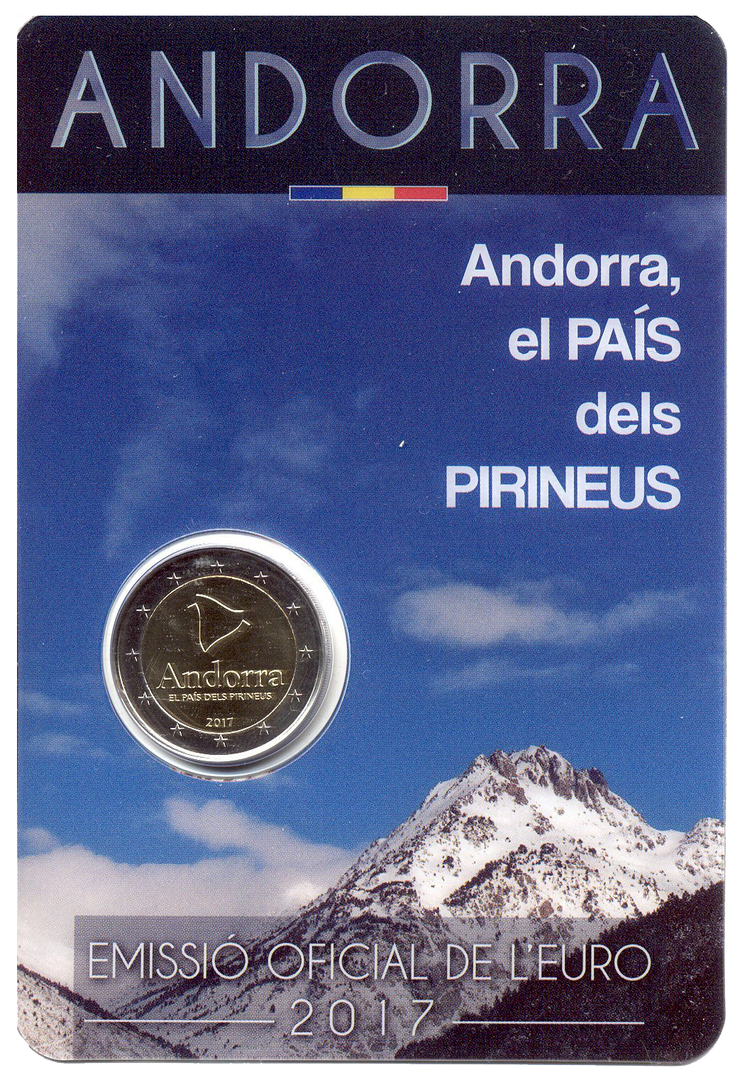 2 euros conmemorativa Andorra, el País de los Pirineos Año 2017